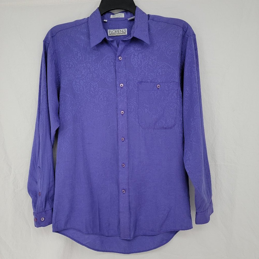 Florenzi Button Up Collared Shirt Purple Men's Small